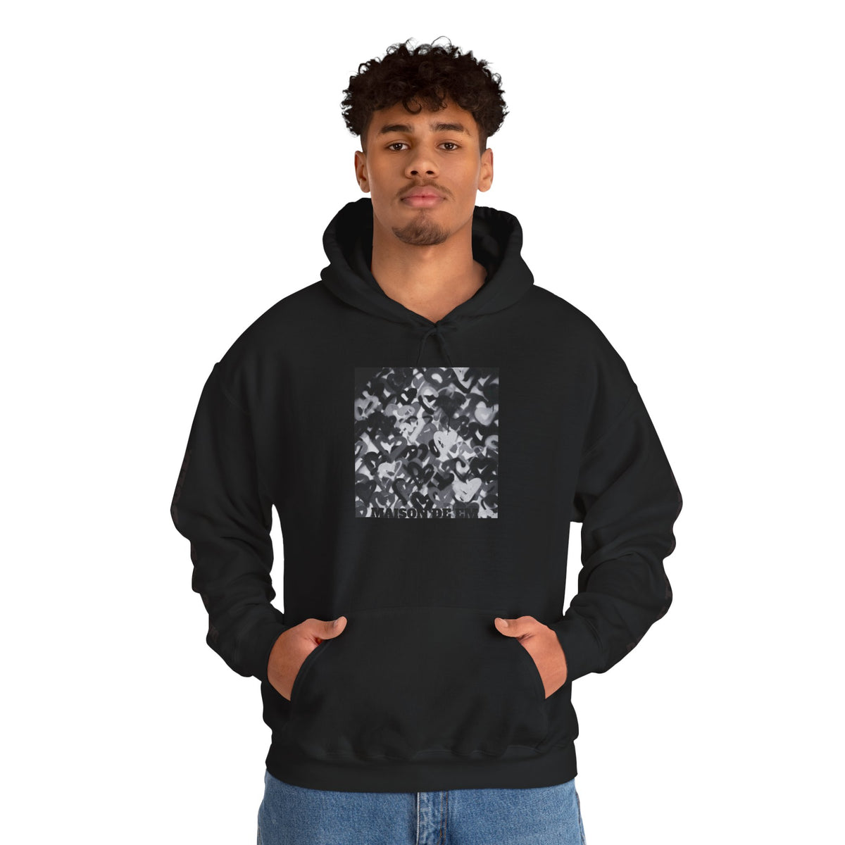 Dare to be Bold- Grayscale Hearts Sweatshirt with Hood
