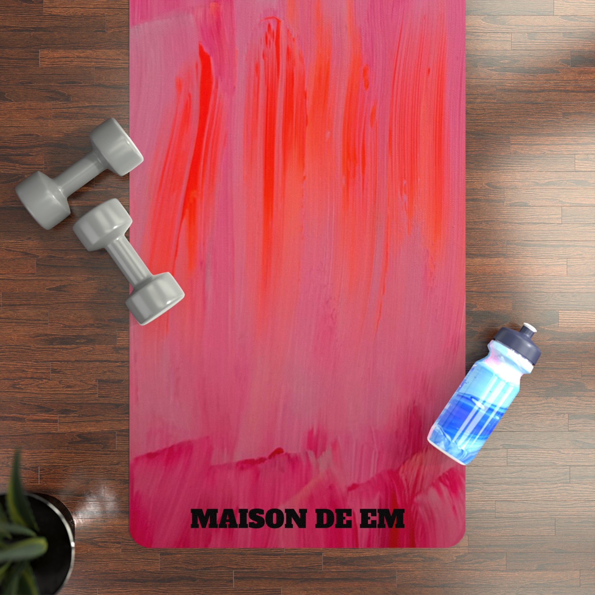 Pink Ombre Abstract - Rubber Mat Non-Slip Fitness Mat for Pilates & Home Practice