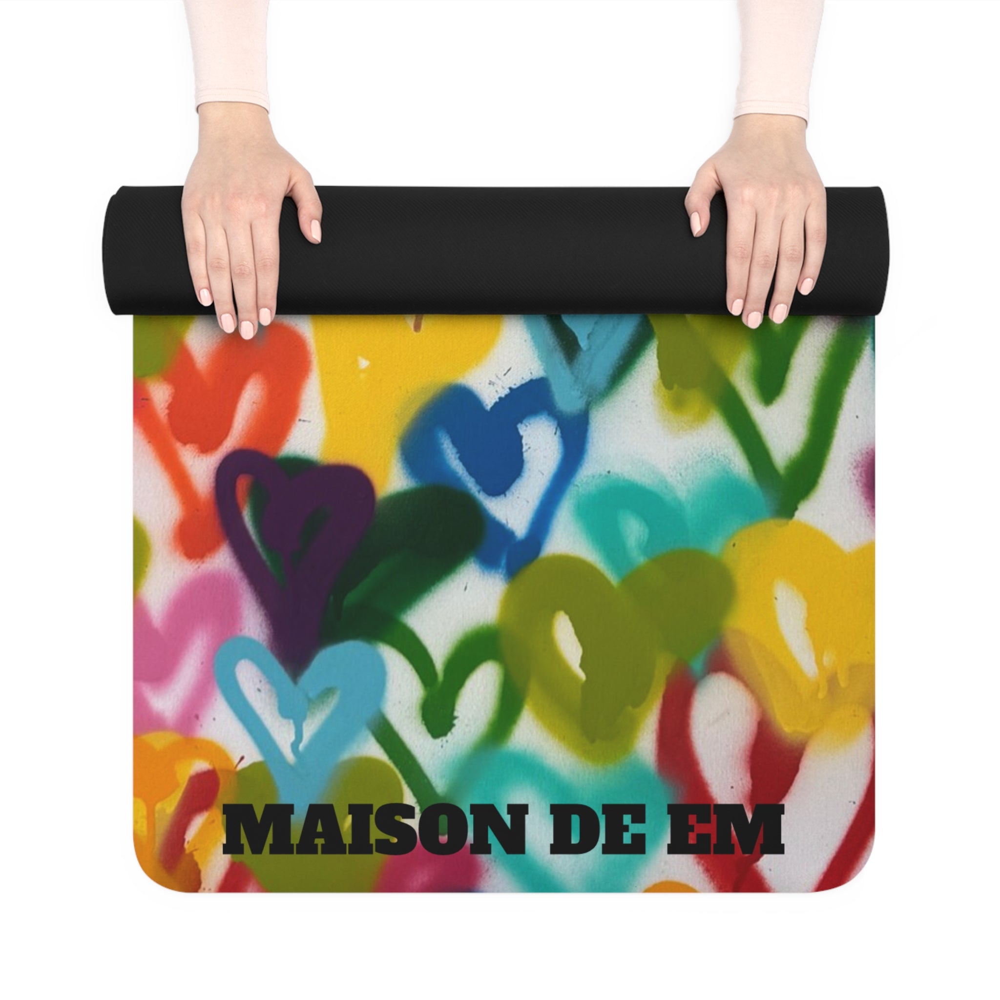 Rainbow Raining Hearts- Rubber mat