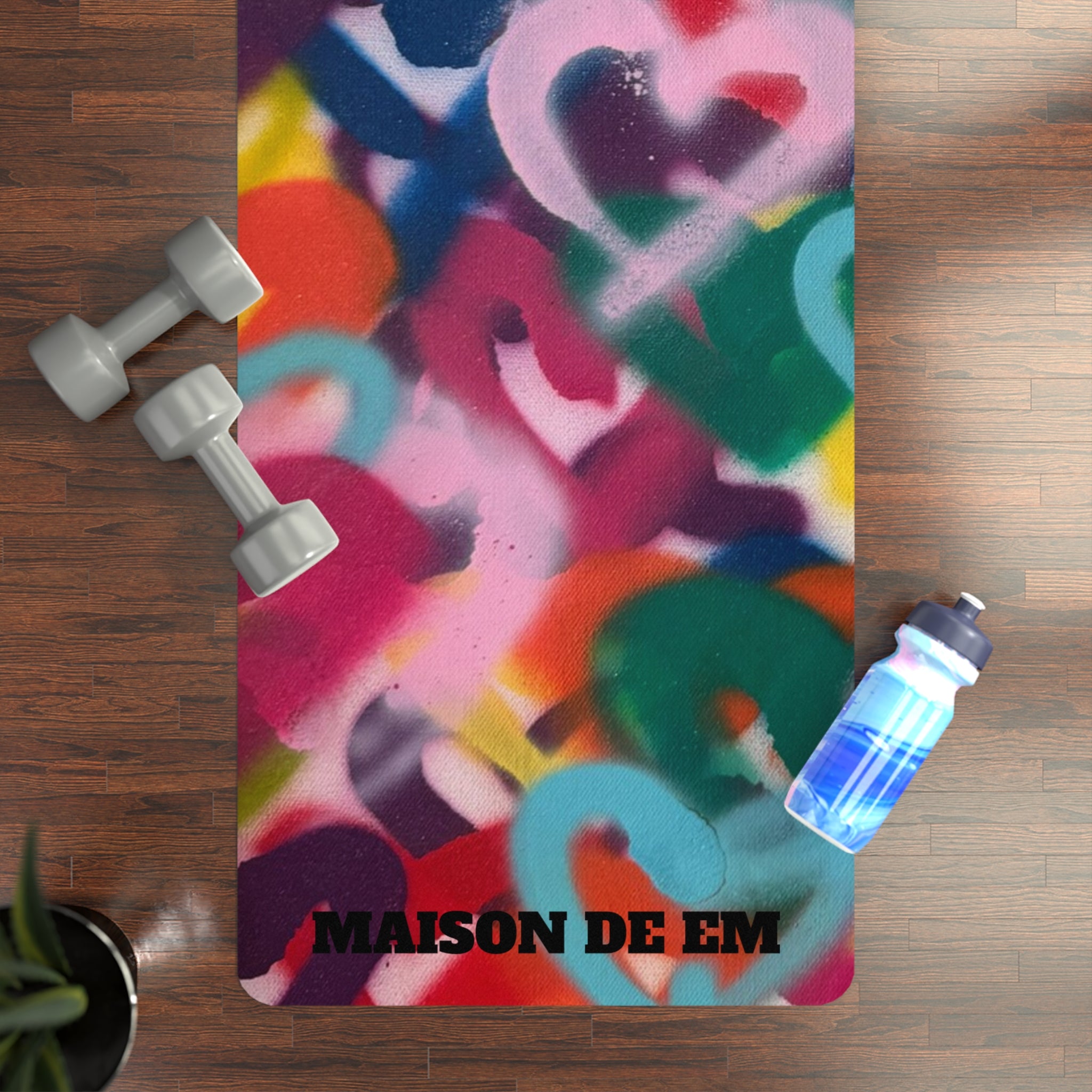 Purple Green Pink Raining Heart- Rubber Yoga Mat - LIMITED EDITION