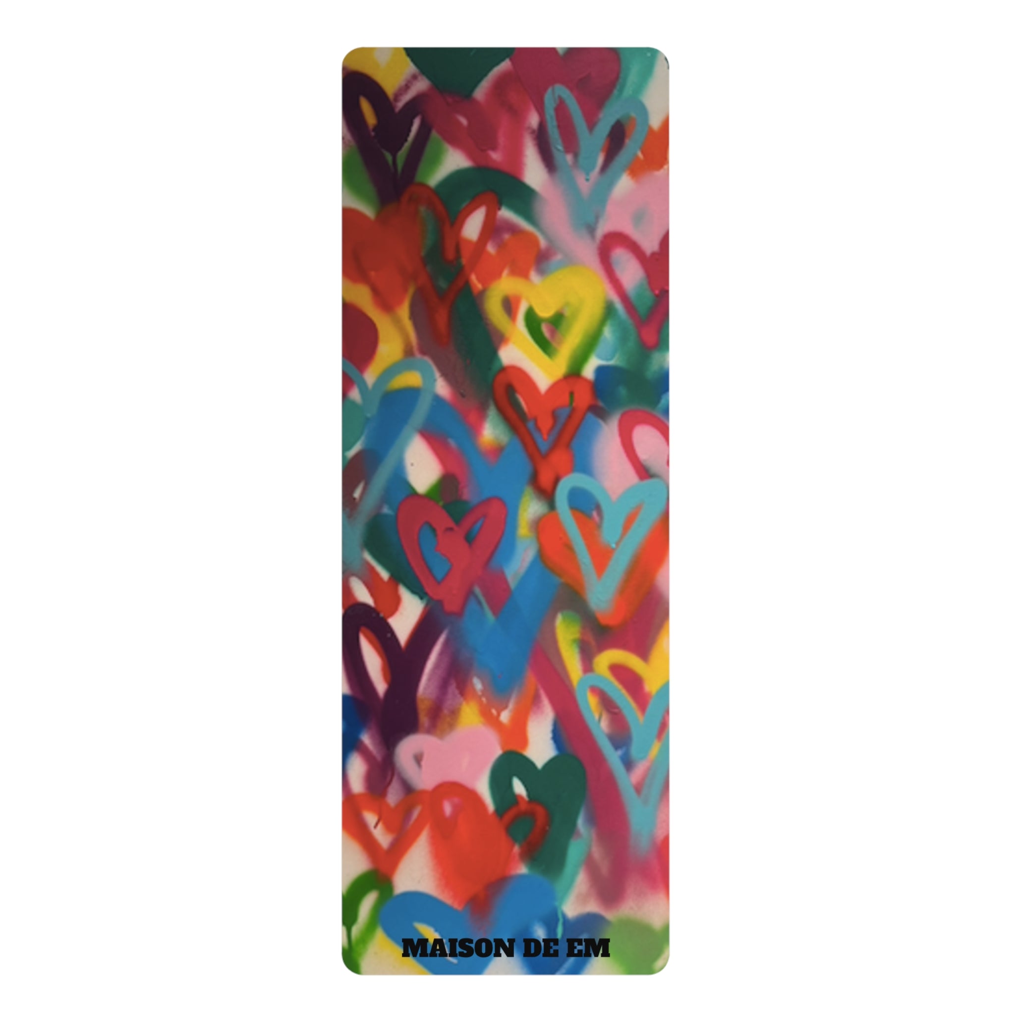 Blue Green Rainbow Heart Rubber Yoga Mat