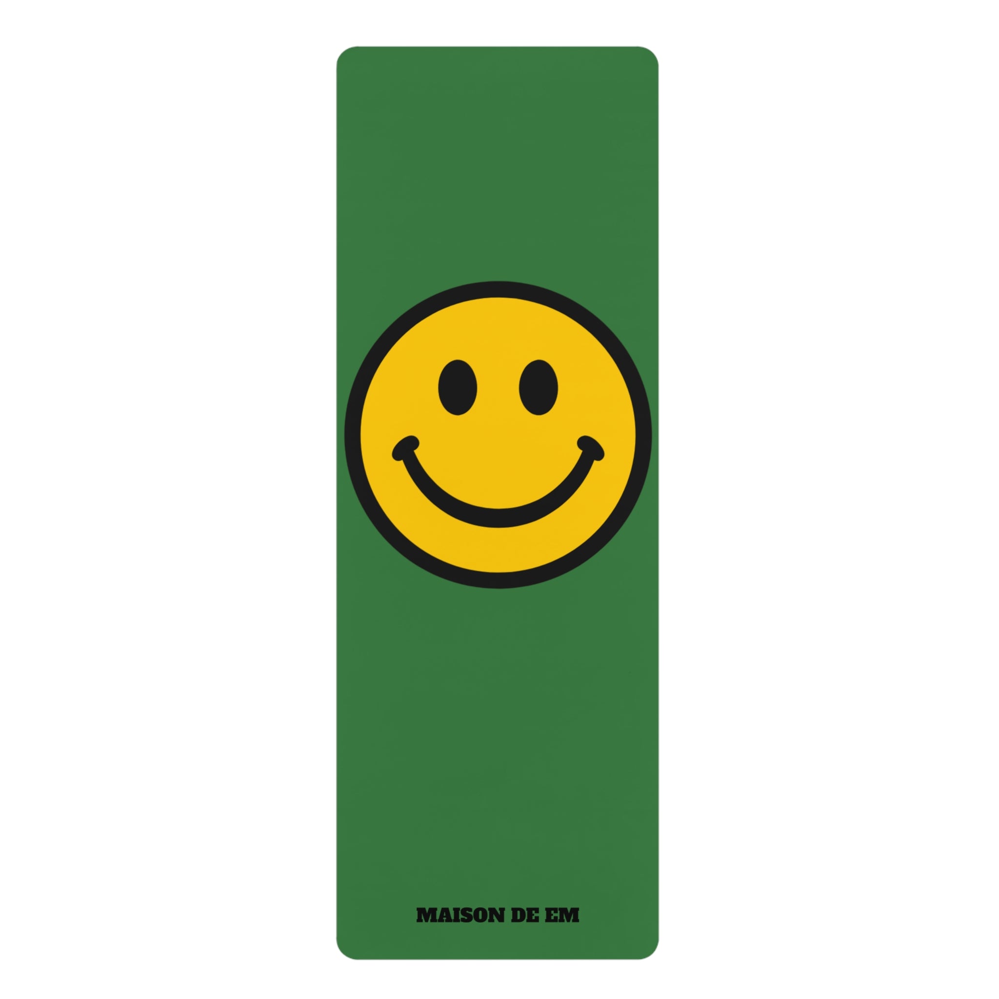 Green Smiley Yoga Mat — Non-Slip Rubber Exercise Mat with Happy Face Design