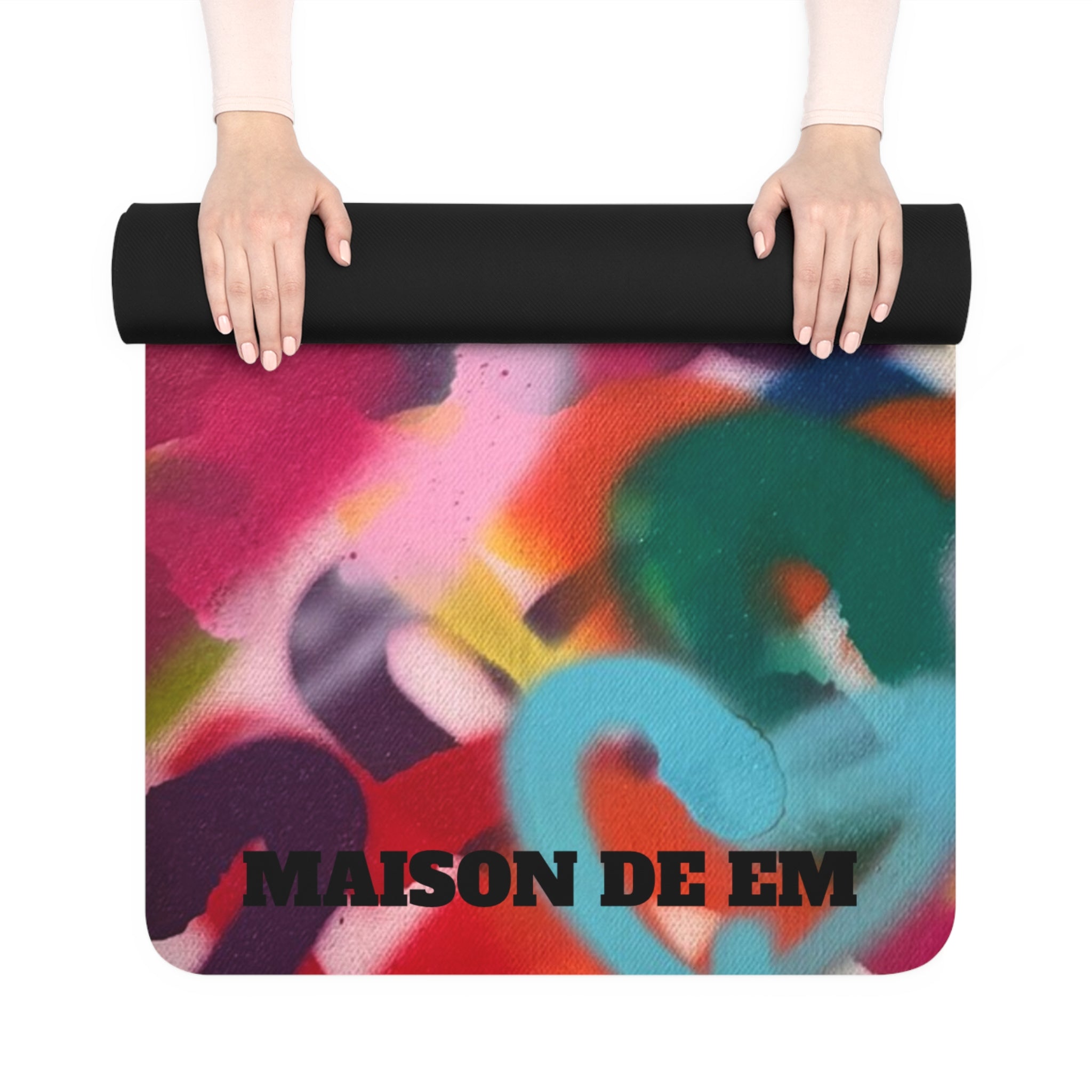 Purple Green Pink Raining Heart- Rubber Yoga Mat - LIMITED EDITION
