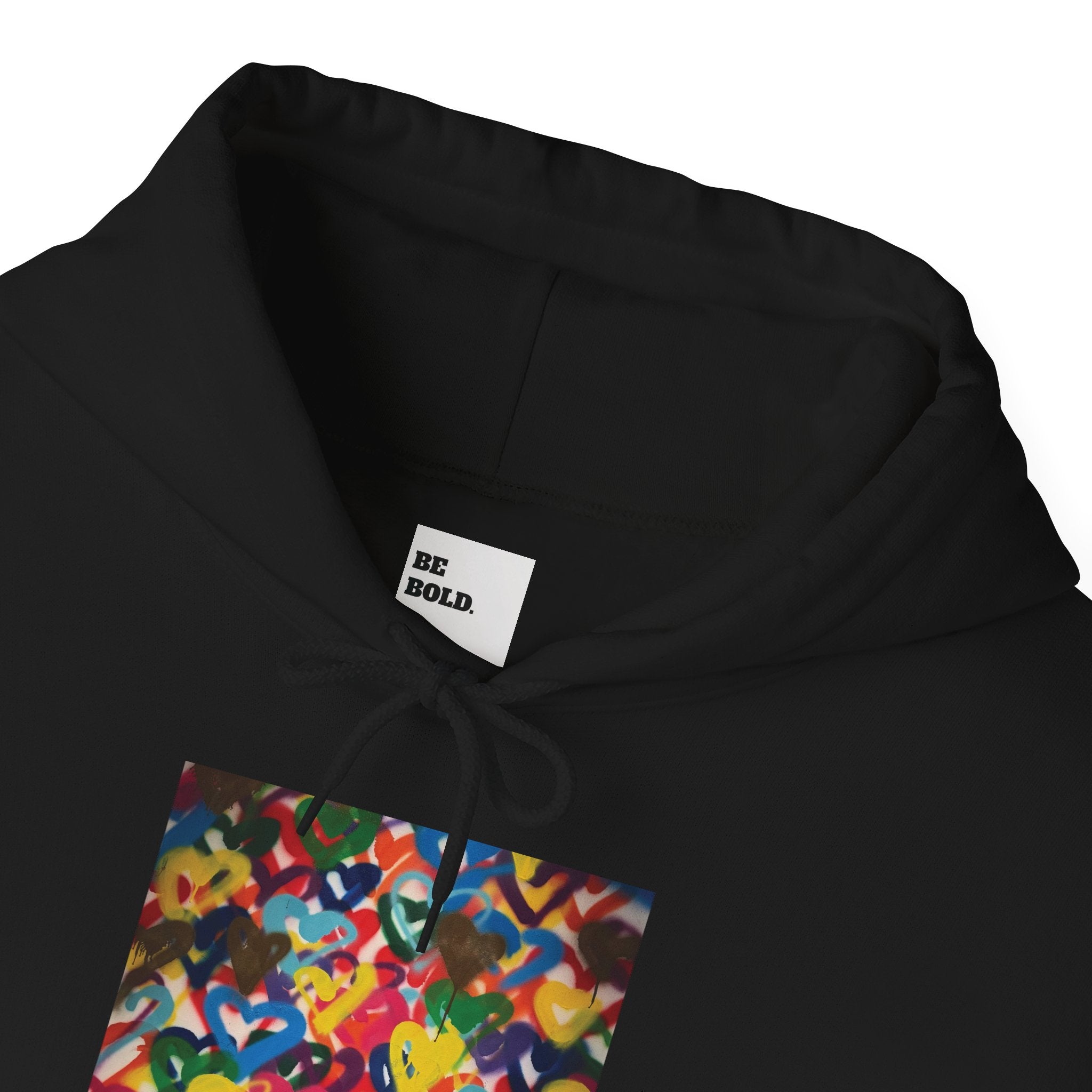 Dare to be Bold- Gold Colorful Hearts Sweatshirt with Hood