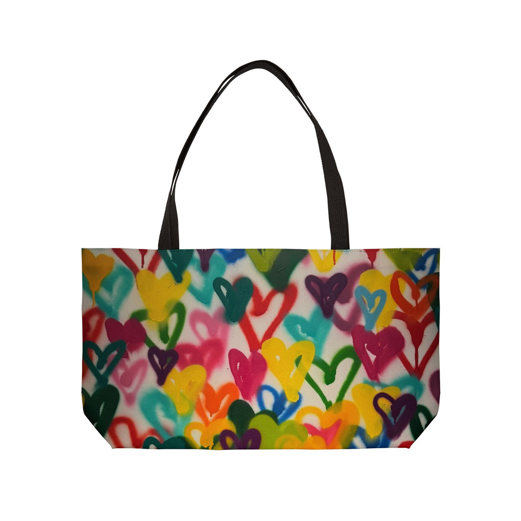 Tote Bag — Colorful Graffiti Heart Print Travel Tote