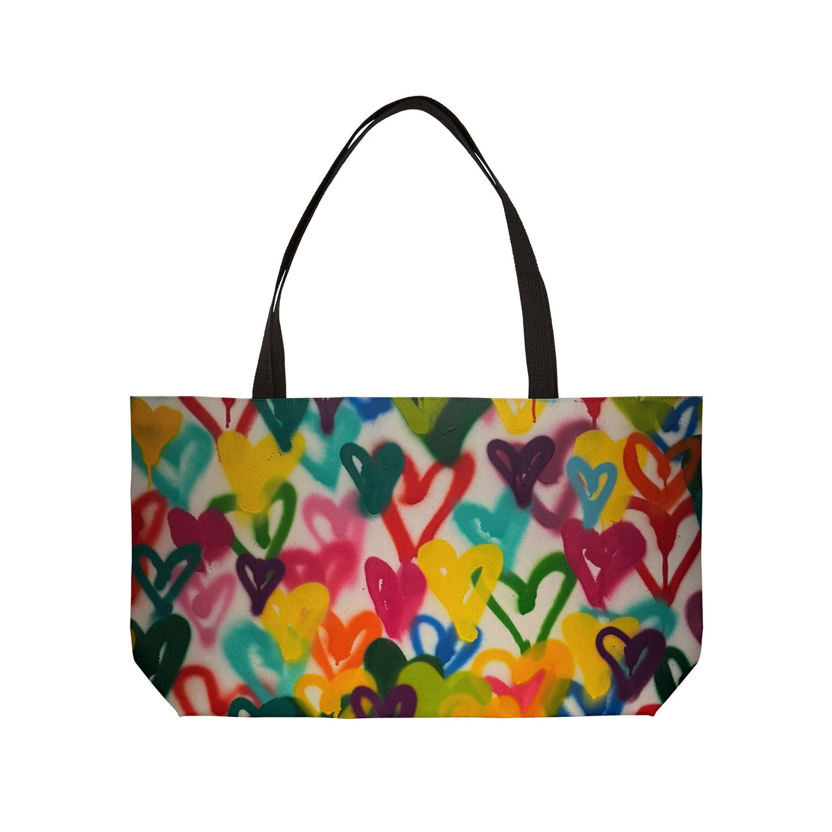 Tote Bag — Colorful Graffiti Heart Print Travel Tote