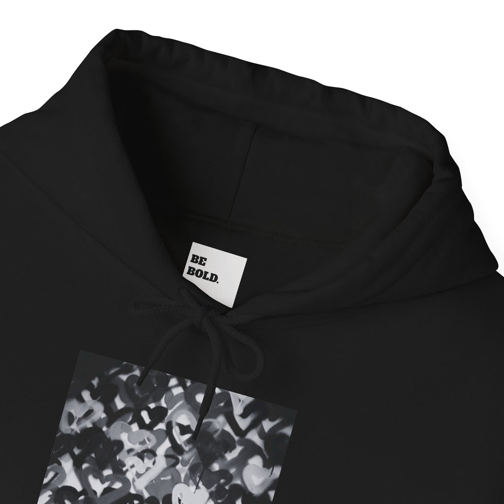 Dare to be Bold- Grayscale Hearts Sweatshirt with Hood