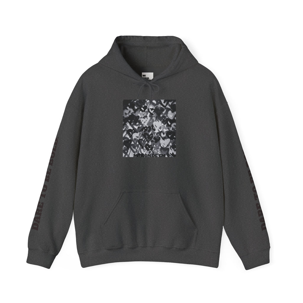 Dare to be Bold- Grayscale Hearts Sweatshirt with Hood