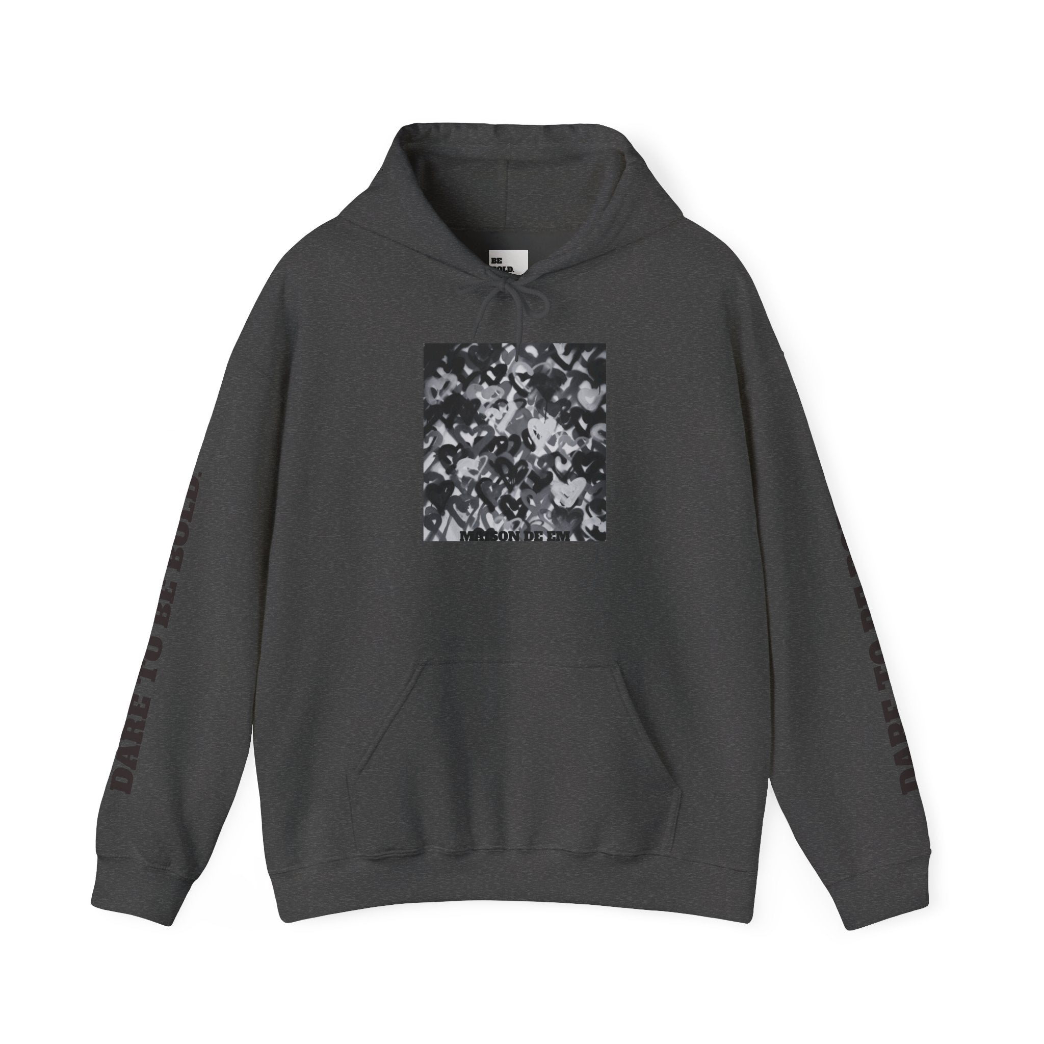 Dare to be Bold- Grayscale Hearts Sweatshirt with Hood