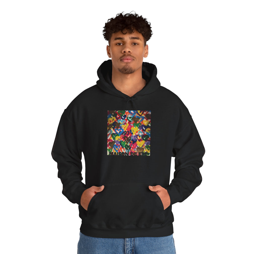 Dare to be Bold- Gold Colorful Hearts Sweatshirt with Hood