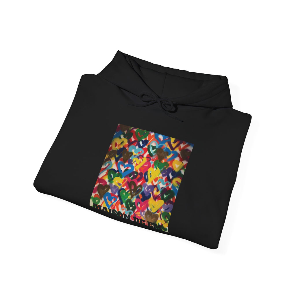 Dare to be Bold- Gold Colorful Hearts Sweatshirt with Hood
