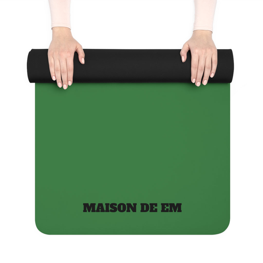 Green Smiley Yoga Mat — Non-Slip Rubber Exercise Mat with Happy Face Design