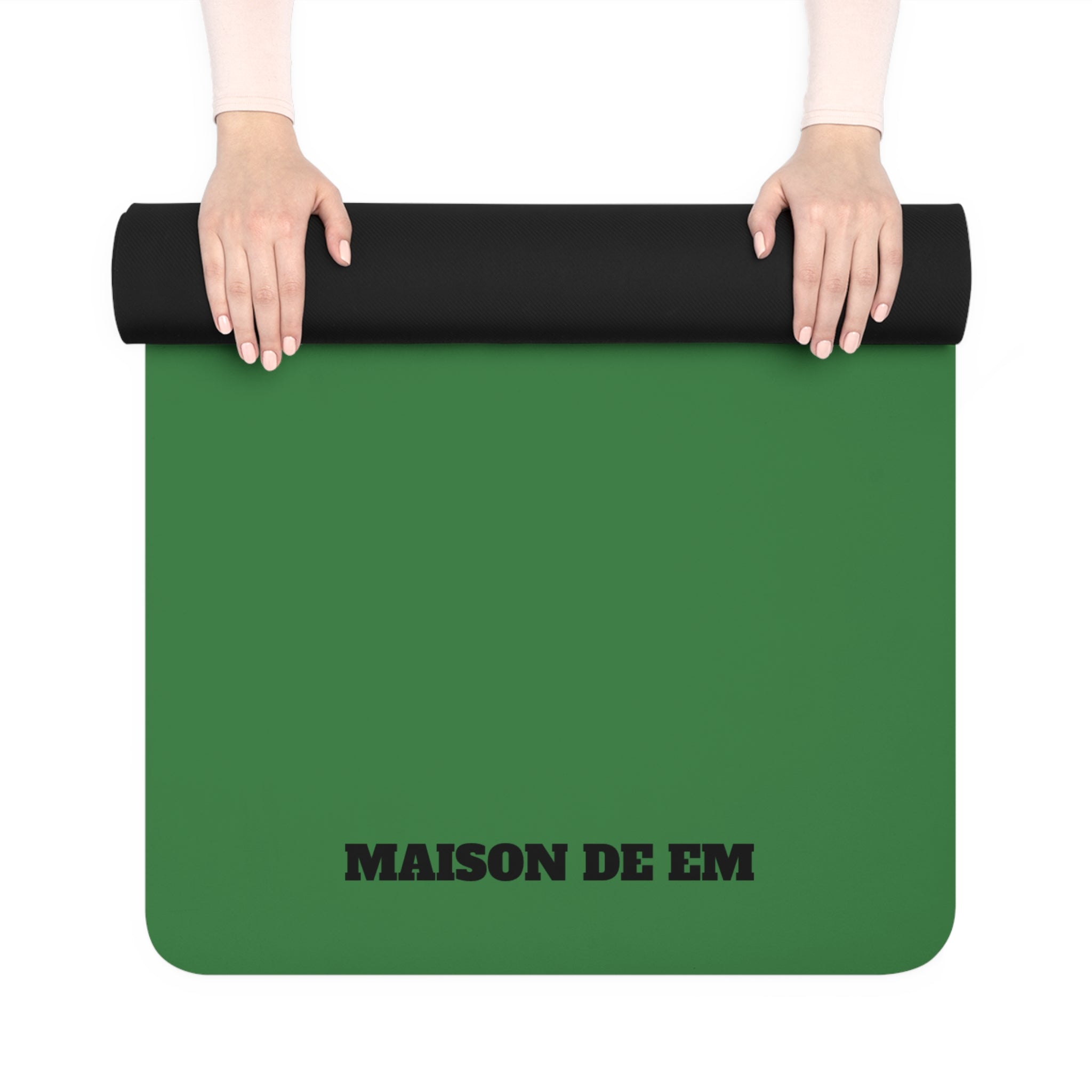 Green Smiley Yoga Mat — Non-Slip Rubber Exercise Mat with Happy Face Design