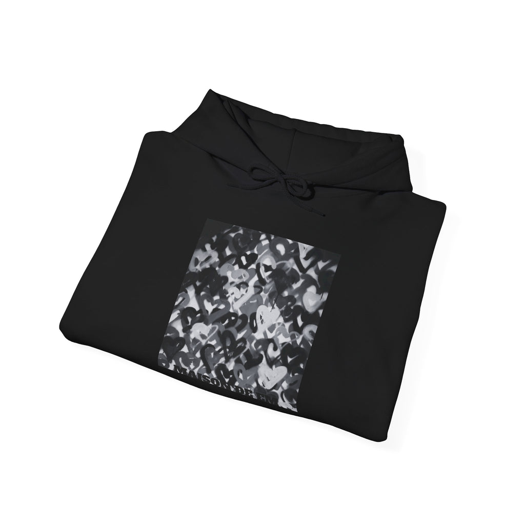 Dare to be Bold- Grayscale Hearts Sweatshirt with Hood